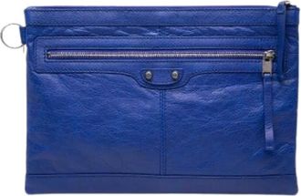 Balenciaga Pre-owned Vintage Clutch - Dames - Vintage Clutch - Blauw - ONE Size - Leer - Vintage