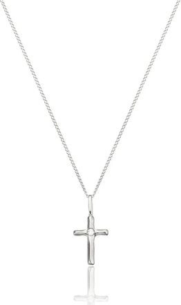 Lily & Roo Solid White Gold Single Genuine Diamond Tiny Cross Necklace