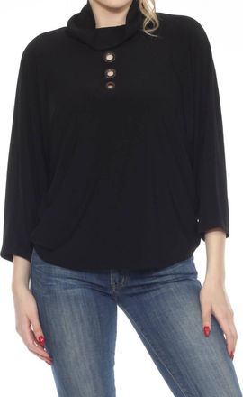 Joseph Ribkoff Cowl Neck Dolman Sleeve Boxy Top In Black