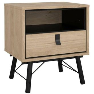 Dmora Dmora - Mesa De Noche Chito, C&oacute;moda Baja, Mesilla De Noche, Estante De La Cama, 53x40 H60 Cm, Roble