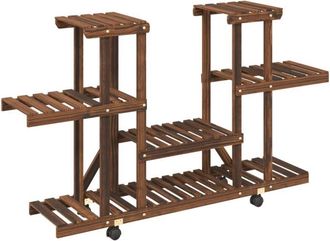 vidaXL Soporte para flores con ruedas madera maciza abeto 110x25x78 cm Vidaxl