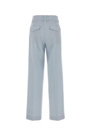 Jil Sander Womens Pastel Light Blue Wool Palazzo Pant Cerulean Exterior: Pantaloni
