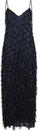 Stella McCartney Metallic Fringed Midi Dress - Dames - Maxi kleedjes - Zwart - L - Polyester - Kleedjes