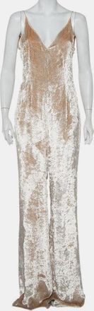 Gabriela Hearst Beige Patterned Velvet Catherine Jumpsuit