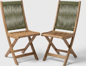 Decorspace Set De 2 Sillas Plegables De Madera Para Exterior Danubio - Verde Oscuro