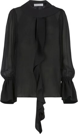 Nina Ricci Lavalliere blouse met ruches - Zwart