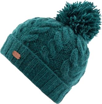 KuSan 100% Wool Cable Knit Bobble Beanie Hat (Unisex) (Teal)