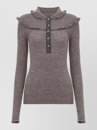 Chlo&eacute; wool slim-fit henley top