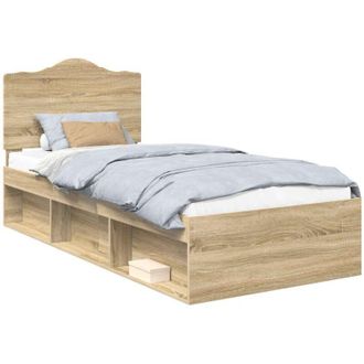 vidaXL Estructura De Cama Con Cabecera Roble Sonoma 90 X 200 Cm Vidaxl