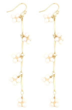 Panacea Freshwater Pearl Linear Drop Earrings in White at Nordstrom