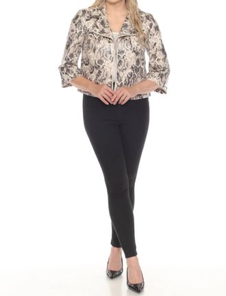 Joseph Ribkoff Snakeskin Faux Suede Swing Jacket In Beige/multi