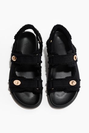 H&M Sandalen aus Baumwolltwill - Schwarz