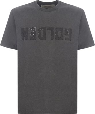 Golden Goose Grey Cotton Distressed Logo T-Shirt