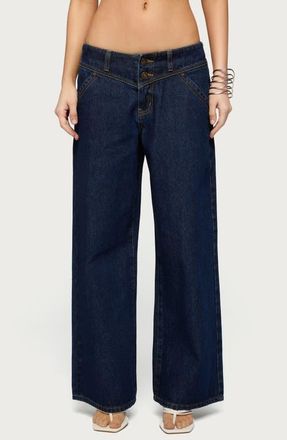 Edikted Meredith Low Rise Wide Leg Jeans in Blue at Nordstrom, Size X-Large