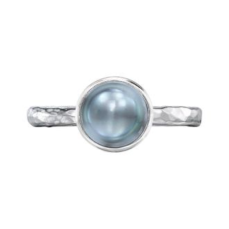 Dower & Hall 8mm Dove Grey Pearl Hammered Twinkle Ring