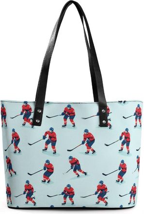 Generic Ice Hockey Players Print Tote Bags for Women Cute Shoulder Purses Handbags