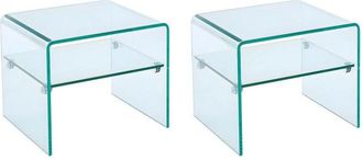 Vente-Unique Vente-unique - Comodino 1 nicchia Vetro temperato - Lotto di 2 - stileos