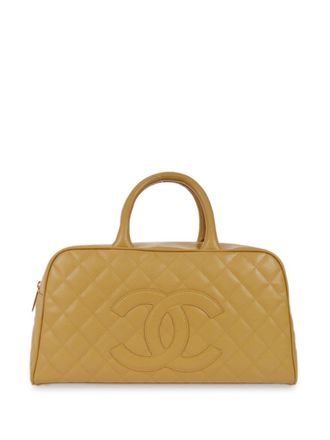 Chanel 2005 CC diamond-quilted bowling bag - Neutrals