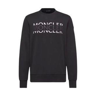 Moncler Sweatshirts, male, Black, Size: L Logo Cotton Sweatshirt