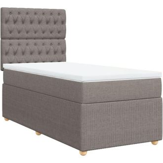 vidaXL Cama Box Spring Con Colch&oacute;n Tela Gris Taupe 90x190 Cm Vidaxl