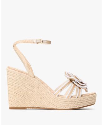Kate Spade New York Womens Flora Raffia Espadrille Wedge Sandal - Beige - Size UK 6.5