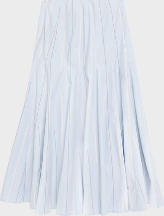 Polo Ralph Lauren Striped Godet Cotton Poplin Midi Skirt