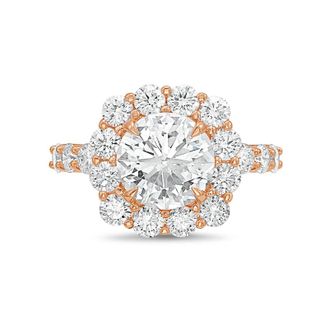 Diana M. Jewels 14kt rose gold 5.00cts Lab-Grown Round Diamond Halo Ring with Diamond Band