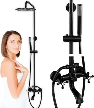 Desconocido Conjunto De Ducha De Superficie Negro Camilla S-1197b Retro