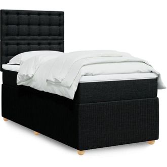 vidaXL Cama Box Spring Con Colch&oacute;n Tela Negro 90x200 Cm Vidaxl