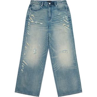 Rta Franco Distressed Wide Leg Jeans in Golden Indigo Laser Rta at Nordstrom, Size 32