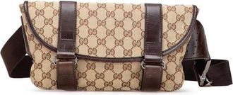Gucci Pre-owned Belt Bags, female, Brown, Size: ONE SIZE Pre-owned Canvas Crossbody Bag with Adjustable Strap