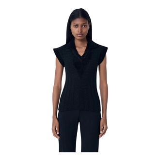 Kiko Kostadinov V-neck Knitwear, female, Black, Size: XS Quimby Knitted Polo Vest