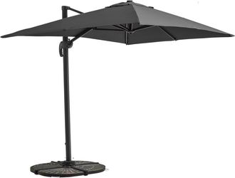 Oviala Parasol voladizo de 2x3 m y 4 placas de aluminio, gris antracita