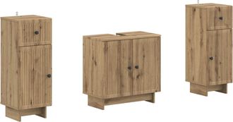 vidaXL Juego De Gabinete De Ba&ntilde;o De 2 Piezas Ede Roble Artisan Vidaxl