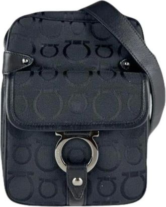Ferragamo Pre-owned Cross Body Bags, female, Black, Size: ONE SIZE Pre-owned Canvas Shoulder Bag