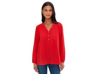 Lilly Pulitzer Elsa Top Womens Blouse Cranberry Red : LG, Silk