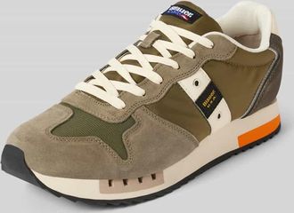Blauer Sneaker mit Label-Badges Modell QUEENS in Oliv, Größe 46