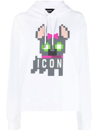 Dsquared2 White Icon Hilde cotton hoodie