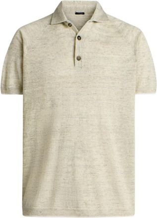 Kiton Puur Linnen Poloshirt met Korte Mouwen - Heren - Ronde hals truien - Beige - 3XL - Linnen - Truien & Vesten