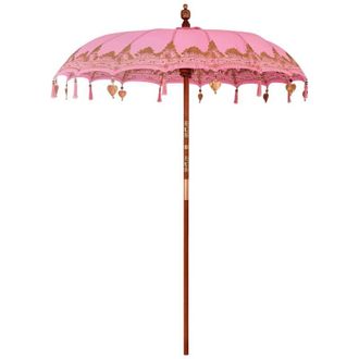 vidaXL Vidaxl - Parasol Balin&eacute;s Rosa (180-190) X 260 Cm Algod&oacute;n Y Madera Maciza