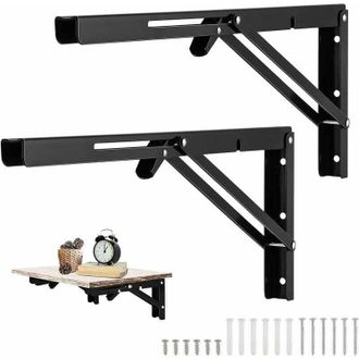 OEM 2 Soportes De Pared Plegables Negros De 400 X 170 Mm, Resistentes Y Para Estantes De Garaje