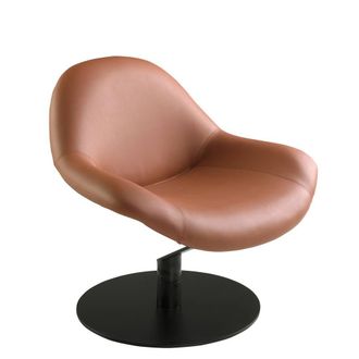 Angel Cerd&aacute; Brown Leatherette Swivel Armchair with Black Legs