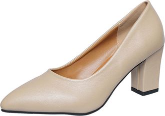 Generic Khaki Womens Fashionable Cozy Four-Season High Heels with Pointed Toe Design and One-Foot Thick Heel for Outdoor Activities