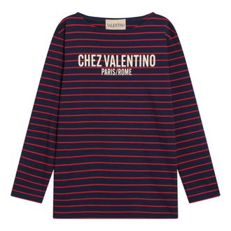 Valentino Long Sleeve Tops, female, Multicolor, Size: S Cotton T-shirts and Polos