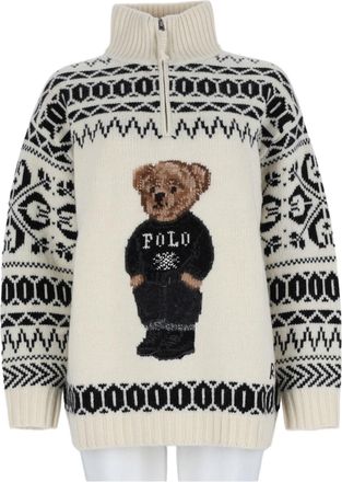 Polo Ralph Lauren Multicolour Graphic Bear High-Ribbed Wool-Blend Sweater