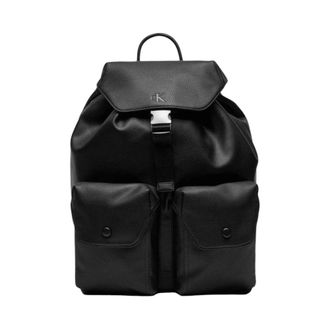 Calvin Klein Jeans Backpacks, male, Black, ONE SIZE, Black Poly Backpack with Webbing Straps