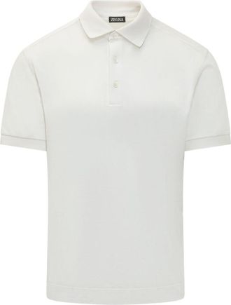 Ermenegildo Zegna White Solid Shirt Collar Polo