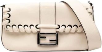 Fendi Pre-owned Cross Body Bags, female, White, Size: ONE SIZE Pre-owned Leather Crossbody Bag