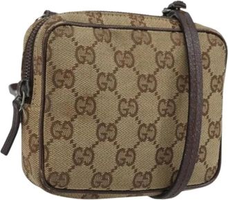 Gucci Pre-owned Cross Body Bags, female, Beige, Size: ONE SIZE Pre-owned Vintage GG Canvas Shoulder Bag
