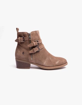 Hush Puppies Womens Hush Puppies JENNA Womens Leather Ankle Boots Taupe - Brown - Size: 3